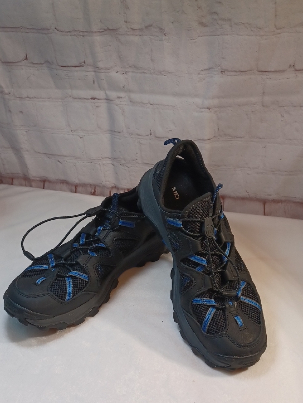 merrell mens size 11 water hiking trail shoes quick lace black blue - Picture 10 of 13